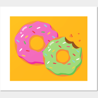 Two Yummy Donuts One with Bite mark Posters and Art